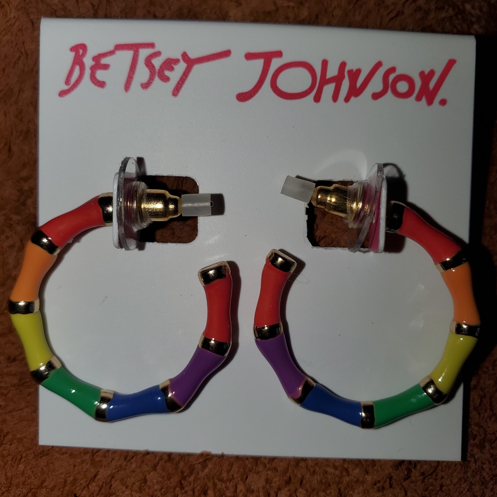 Betsey Johnson Rainbow Hoop Earrings